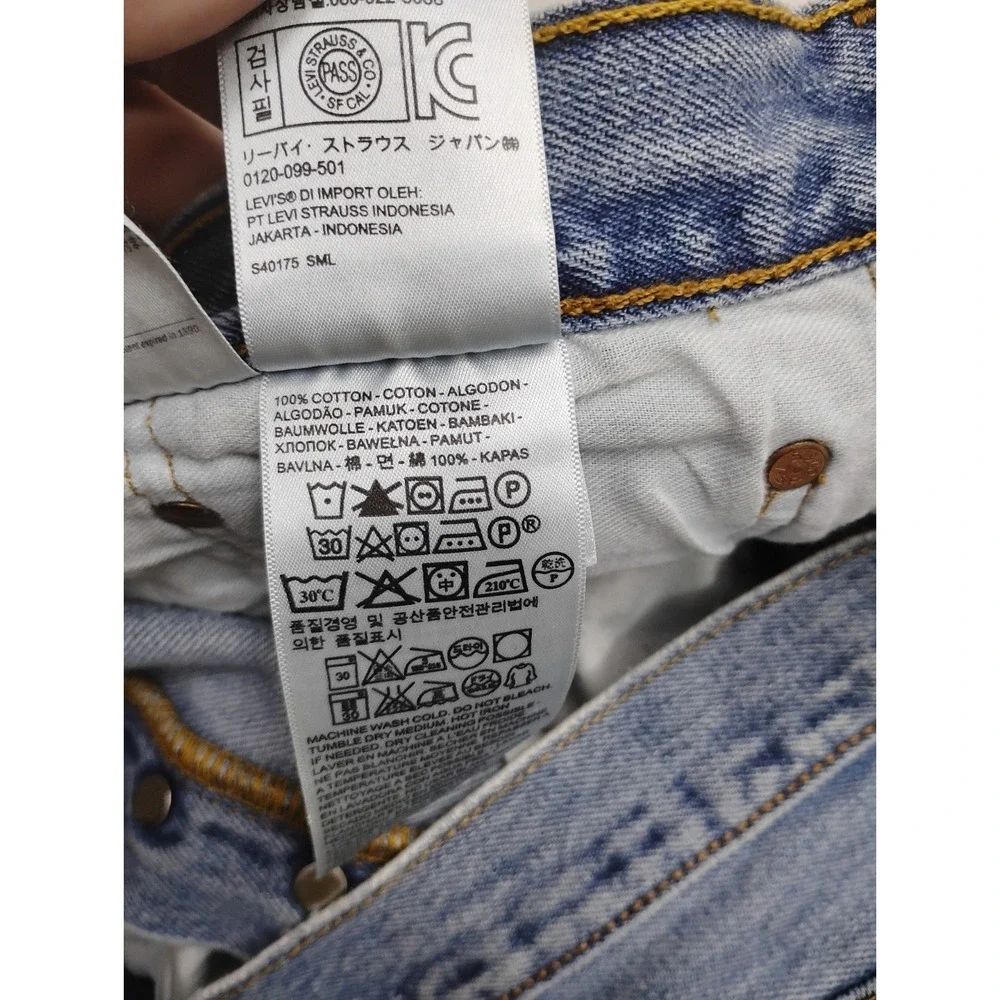 Levis 501 Jeans 34x34 Light Wash Blue Denim Button Fly Trashed Distressed